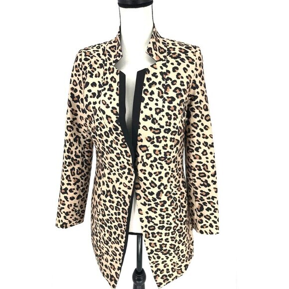 FloryDay‎ Blazer/Suit Womens Leopard Print Long Sleeve Open Front Size Small - Picture 9 of 10